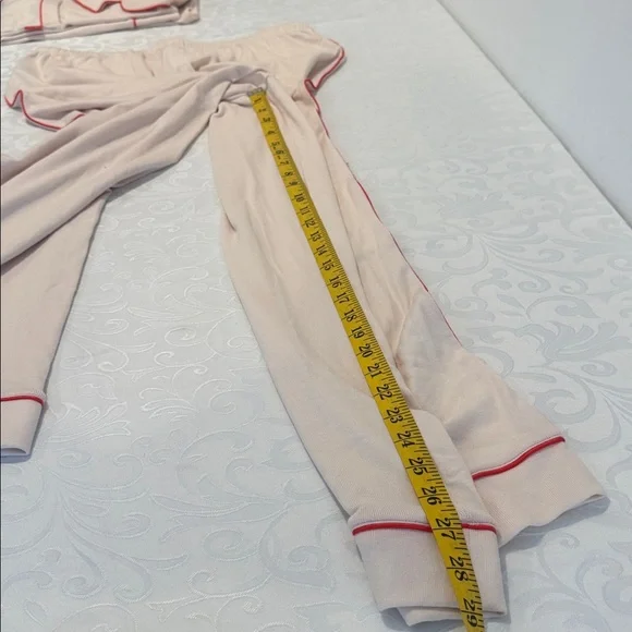 Magnolia Cream Pajama Set with Red Trim - Picture 14 of 16